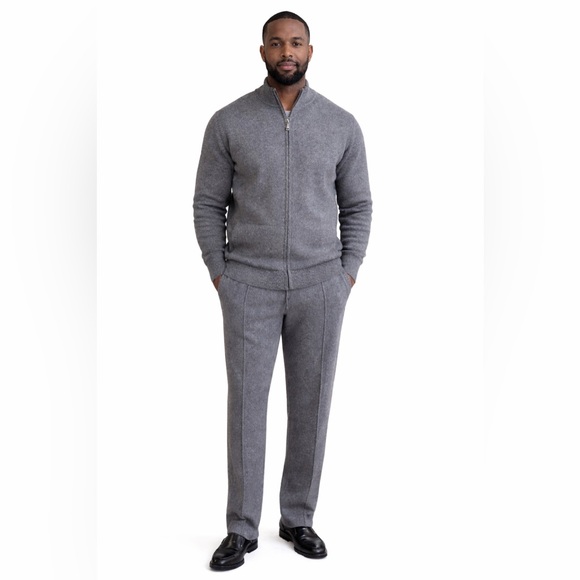 Men's Grey Wool Ribbed Set - Picture 1 of 2